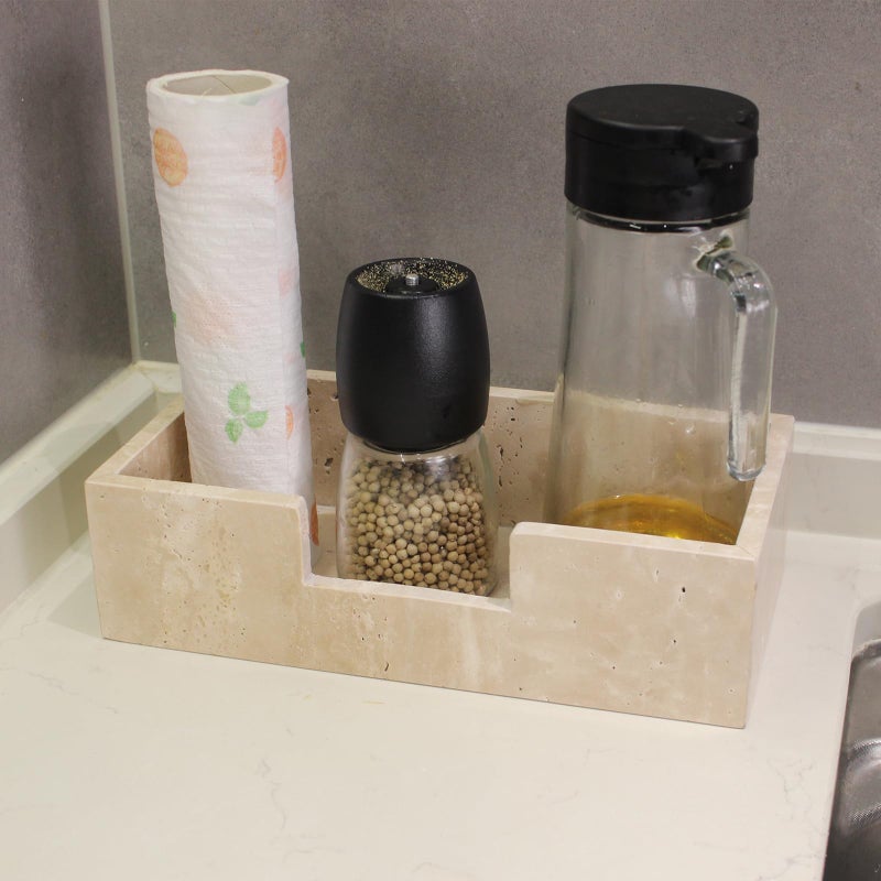 Natust Natural Travertine Napkin Holder 9.8"x4.9"x2.8", Guest Towel Holder, Paper Hand Basket for Bathroom/Kitchen/Restaurant - Image 4