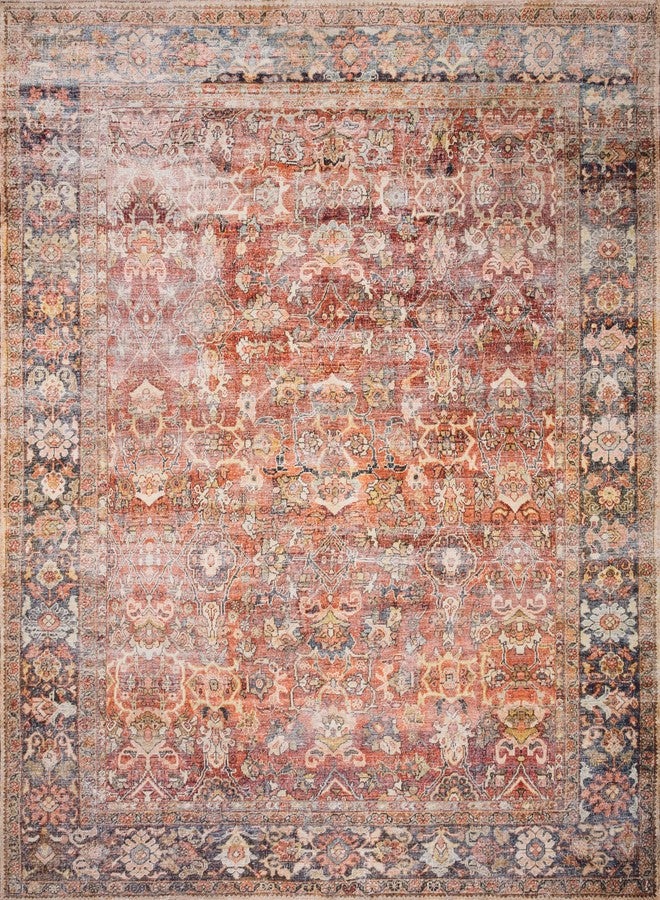 سجادة عداء لولوي مجموعة لايلا LAY-02 توابل/بحري 2'-6" x 7'-6" .13" سمك، ناعمة، متينة، مستوحاة من الطراز القديم، متآكلة، منخفضة الوبر، غير متساقطة، سهلة التنظيف، مطبوعة، سجادة غرفة المعيشة