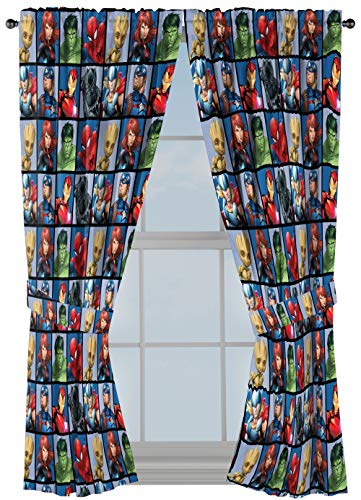 Jay Franco Marvel Avengers Team 63 inch Drapes 4 Piece Set Beautiful Room Dcor Easy Set up Window Curtains Include 2 Panels 2 Tiebacks Official Marvel Product - Image 1