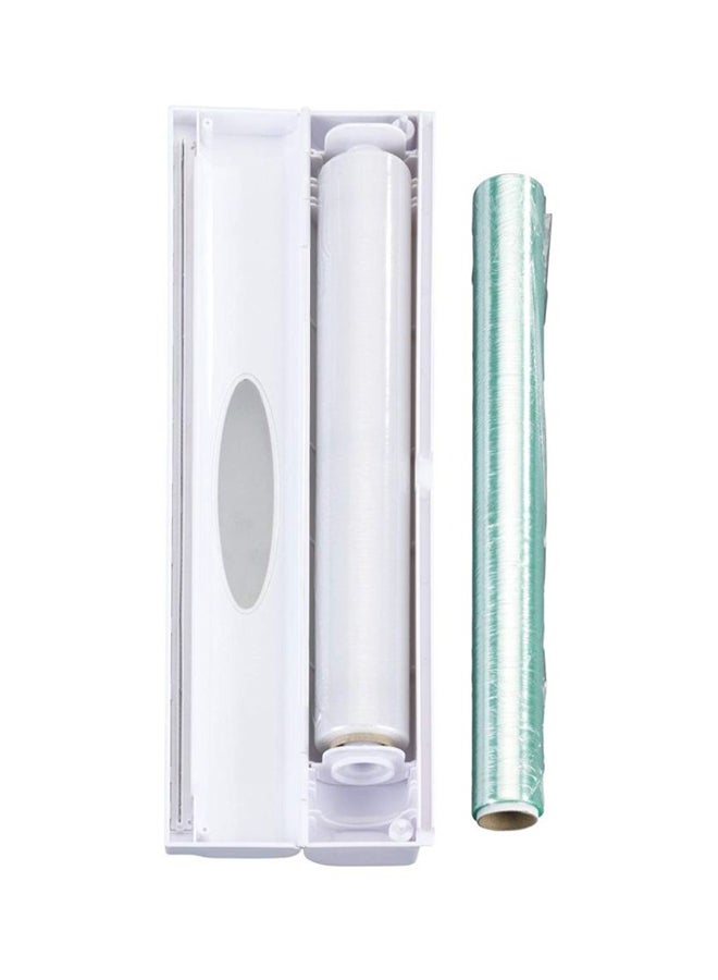WENKO Plastic Wrap Dispenser with Cutter, Saran Film Holder, Refillable Aluminum Foil Wrap Dispenser with Slide Cutter for Kitchen Organization, 14.96 x 2.05 x 2.64 in, White - Image 2
