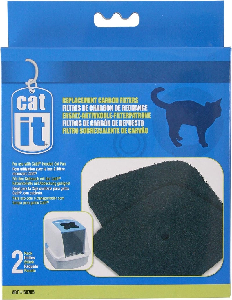 Catit Well-engineered versatile build Litter Box Replacement Carbon Filters 2 Pcs, White/Black, 50705, Autre, one size Cross-material combo compatible - Image 1