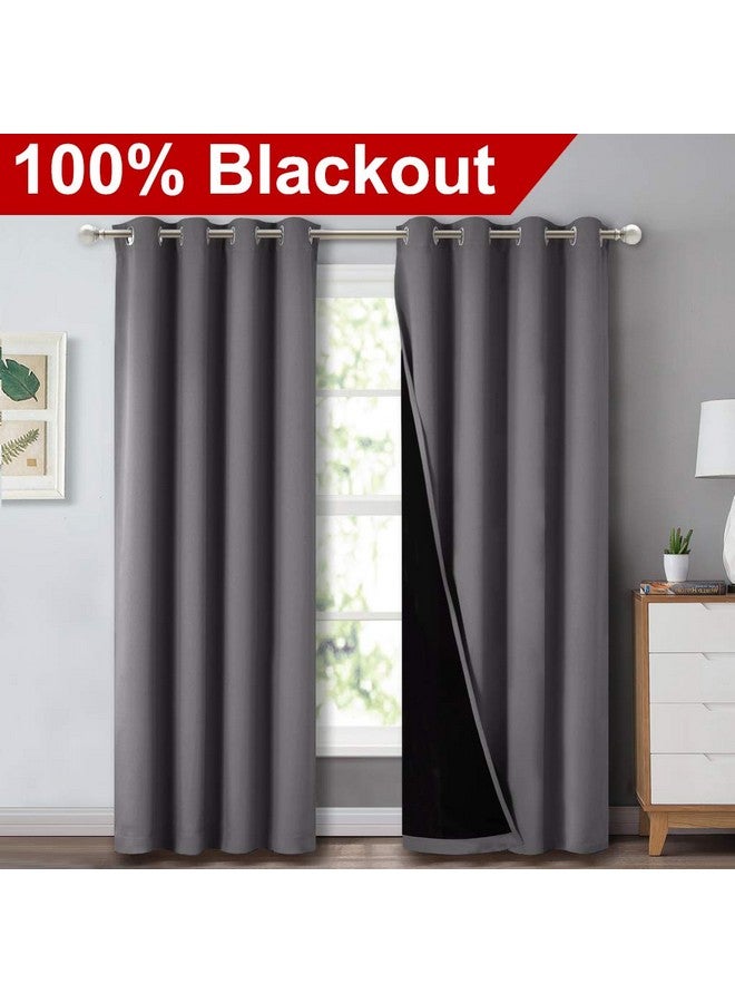 NICETOWN ستائر NICETOWN رمادية كاملة الظل، زوج من الستائر الذكية للطاقة وحجب الضوضاء للغرفة الطعام، ستائر معزولة حرارياً لغرفة الضيوف (رمادي، 52 x 84 بوصة) - Image 2