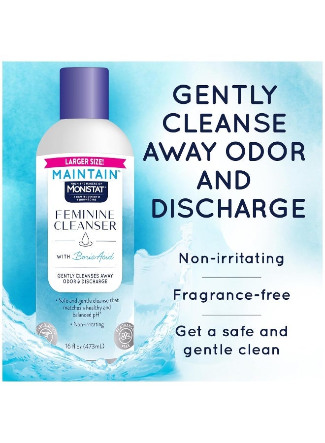 Monistat Boric Acid Feminine Wash FragranceFree Intimate Wash for Women with Gentle pHBalanced Formula 16 Fl Oz - Image 2