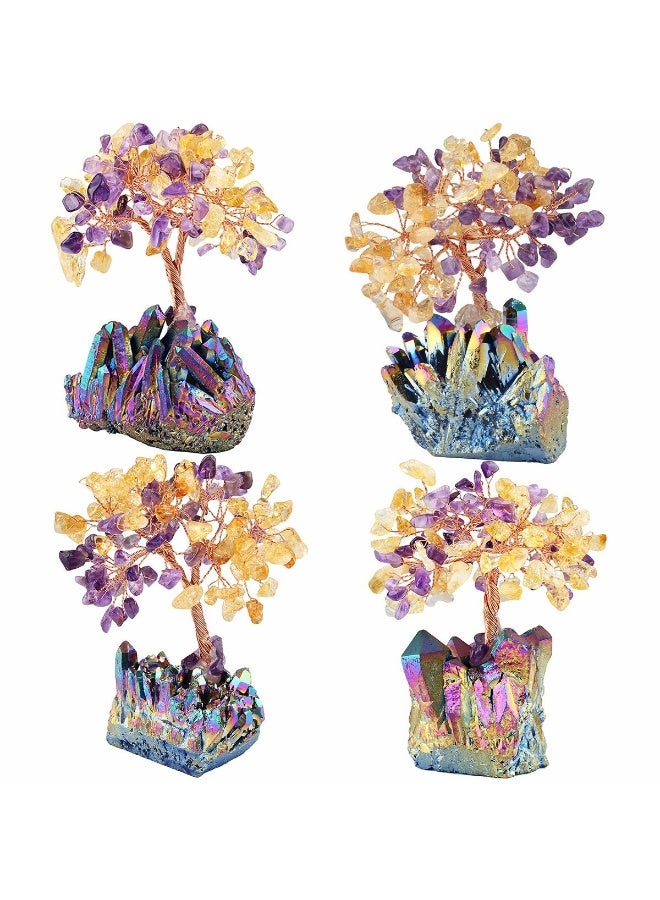 mookaitedecor Citrine & Amethyst Crystal Tree, Quartz Cluster Rainbow Titanium Crystals Base Bonsai Money Tree for Wealth and Luck - Image 4