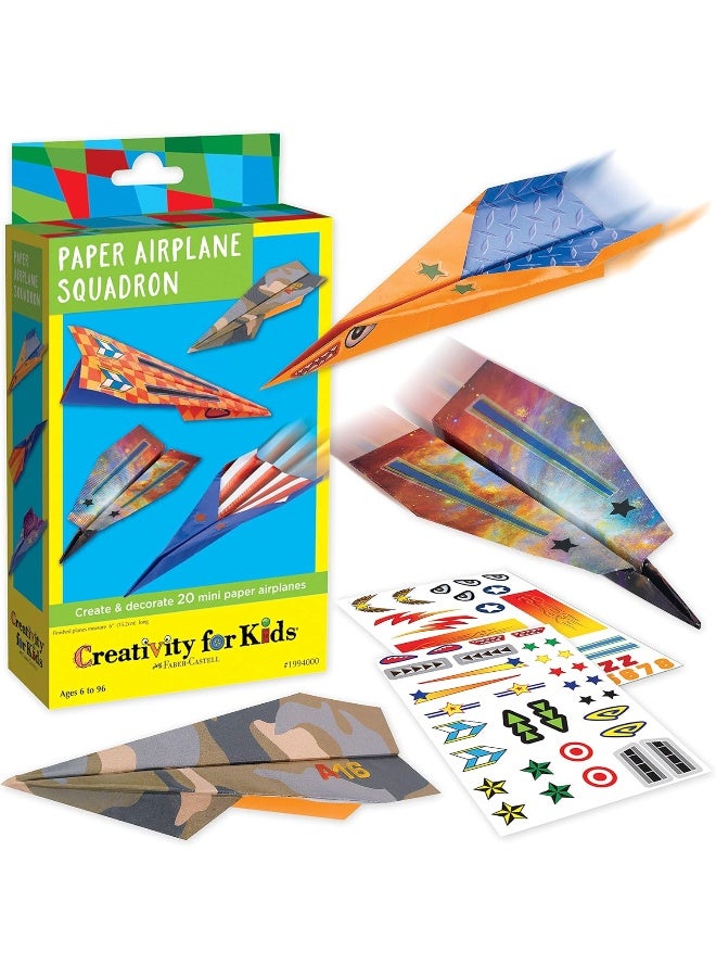 Creativity for Kids Paper Airplane Squadron - Create 20 Paper Airplanes, Mini Craft Kit for Boys, Easter Basket Stuffers and Gift for Boys, Kids Activities (Ages 6+) - Image 1