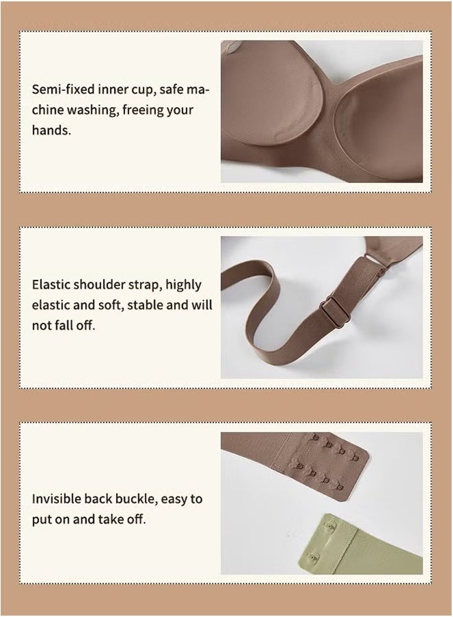 Realfrog Pack of 2 Women’s Shapewear T-Shirt Bra, No Steel Ring Bras, Machine Washable Shapewear, Adjustable Gathering T hree-dimensional（XL） - Image 4