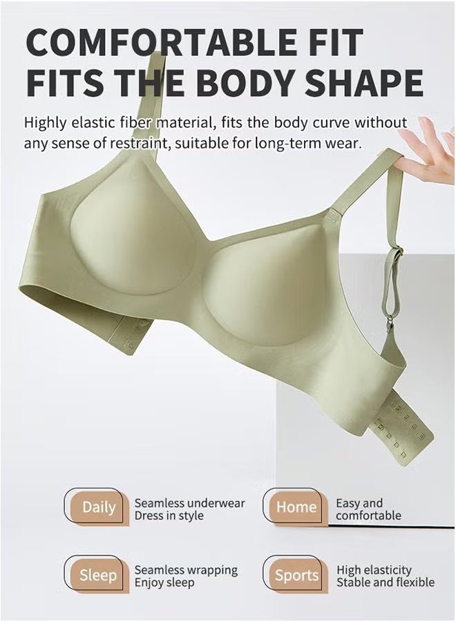 Realfrog Pack of 2 Women’s Shapewear T-Shirt Bra, No Steel Ring Bras, Machine Washable Shapewear, Adjustable Gathering T hree-dimensional（XL） - Image 5