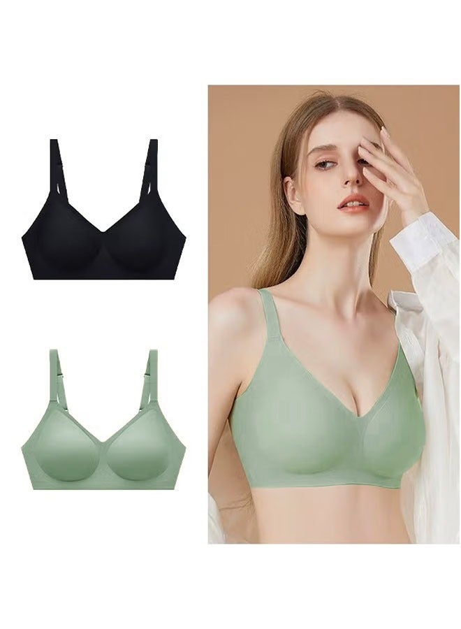 Realfrog Pack of 2 Women’s Shapewear T-Shirt Bra, No Steel Ring Bras, Machine Washable Shapewear, Adjustable Gathering T hree-dimensional（XL） - Image 1