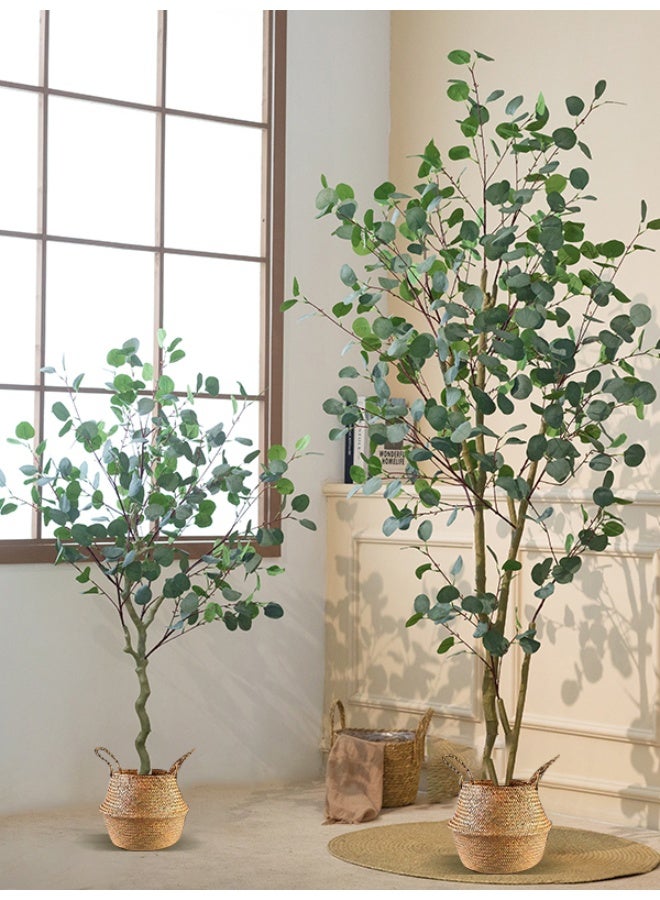 محاكاة النمط الشمالي للنباتات الخضراء، 180 سم النباتات الأوكاليبتوس وعاء، غرفة المعيشة الداخلية، النباتات الاصطناعية، ألوان الخريف، أشجار المال - Image 1