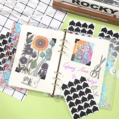 Pajean 720 Pieces Photo Corners Self Adhesive Photo Corners for Scrapbooking and Stamping Supplies DIY Scrapbook Stickers Album Diary Personal Journal Diary Organizer(Black) - Image 5