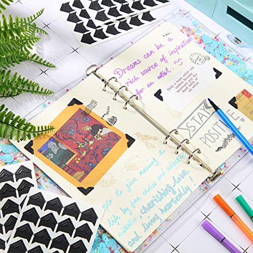 Pajean 720 Pieces Photo Corners Self Adhesive Photo Corners for Scrapbooking and Stamping Supplies DIY Scrapbook Stickers Album Diary Personal Journal Diary Organizer(Black) - Image 4