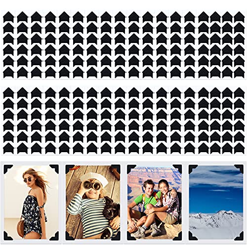 Pajean 720 Pieces Photo Corners Self Adhesive Photo Corners for Scrapbooking and Stamping Supplies DIY Scrapbook Stickers Album Diary Personal Journal Diary Organizer(Black) - Image 1