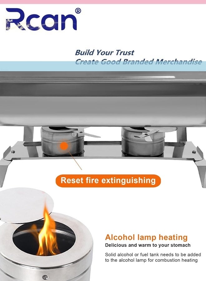 Rcan Chafing Dish Buffet Set 12L Catering Serve Chafe Restaurant Food Warmer Stainless Steel Rectangular Buffet Stove Tray with Lid 2pcs Inner Food Pans Stainless Steel Chafer and Buffet Warmer Set for Hotel Buffet Chef Wedding Party Banquet  - Image 4