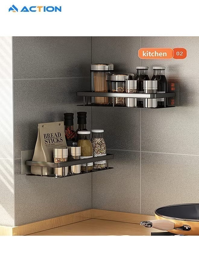 ACTION 2-Pack Shower Caddy Basket Shelf Holder, No Drilling Traceless Adhesive Shower Wall Shelves, Rustproof Black Bathroom Shower Storage Organizer - Image 3