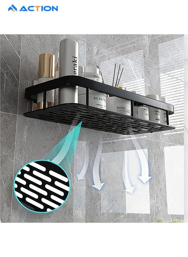 ACTION 2-Pack Shower Caddy Basket Shelf Holder, No Drilling Traceless Adhesive Shower Wall Shelves, Rustproof Black Bathroom Shower Storage Organizer - Image 4