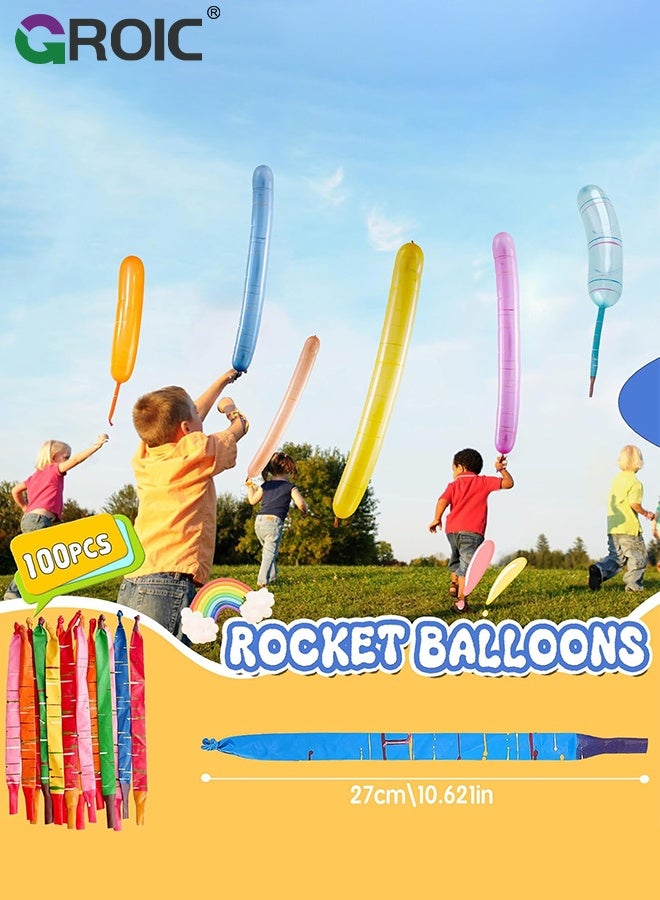 GROIC 100-Pack Rocket Balloons with Pump, 40-Inch Whistling Flying Party Balloons, Assorted Colors, Outdoor Kids Toys for Birthdays & Events, Mixed Color - Image 4