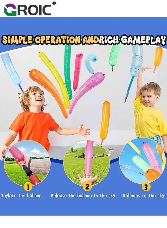 GROIC 100-Pack Rocket Balloons with Pump, 40-Inch Whistling Flying Party Balloons, Assorted Colors, Outdoor Kids Toys for Birthdays & Events, Mixed Color - Image 2