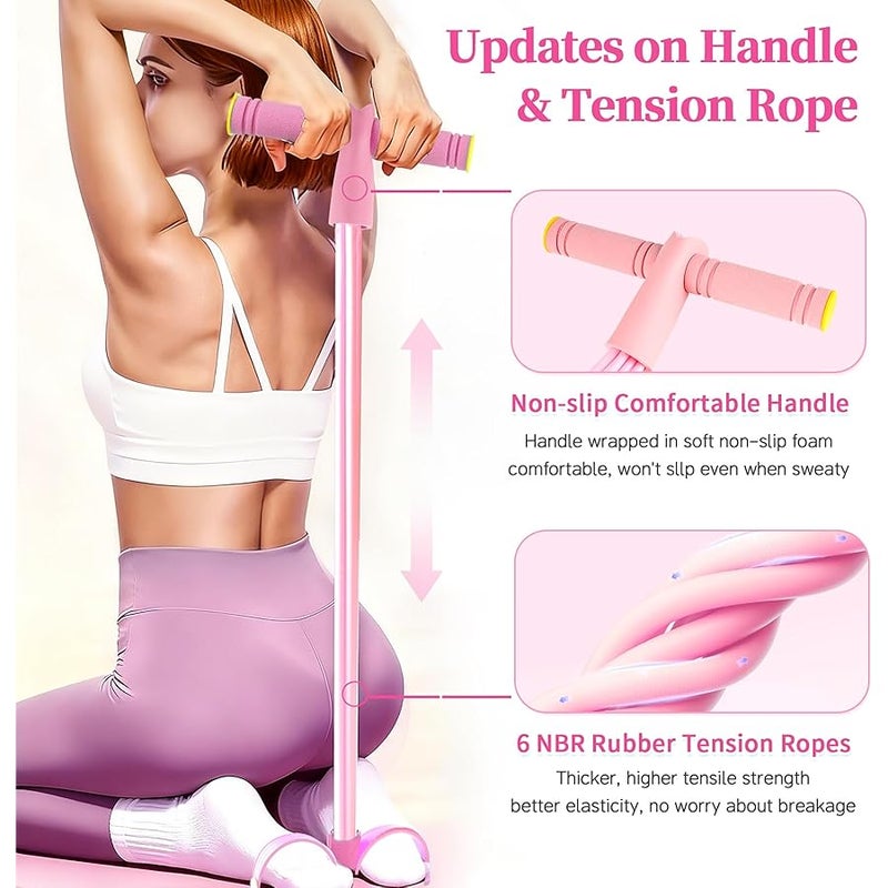 Pedal Resistance Bands with Handles, 6 Tube Manual Tension Training Pedal, Natural Rubber Pedal Resistance Bands, Multifunction Fitness Bands for Abdomen, Waist - Image 3