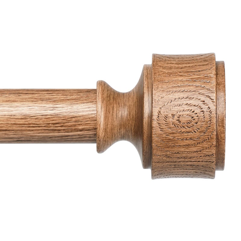 Wood Curtain Rods for Windows 48 to 84 Inch Adjustable Decorative 1 Diameter Heavy Duty Curtain Rod with Modern Faux Wood Grain Finials Rustic Farmhouse Bedroom Boho Drapery Pole