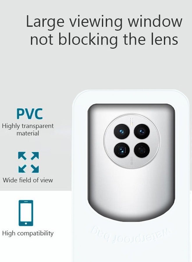 Waterproof Phone Pouch TPU Waterproof Phone Case Bag with Adjustable Neck Lanyard Universal Underwater Cell Phone Dry Bag Compatible with Most 7.2" Cell Phone  for Beach Swimming White Protective Case - Image 3