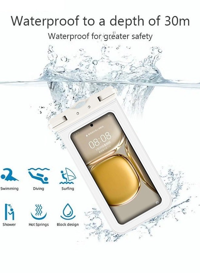 Waterproof Phone Pouch TPU Waterproof Phone Case Bag with Adjustable Neck Lanyard Universal Underwater Cell Phone Dry Bag Compatible with Most 7.2" Cell Phone  for Beach Swimming White Protective Case - Image 2