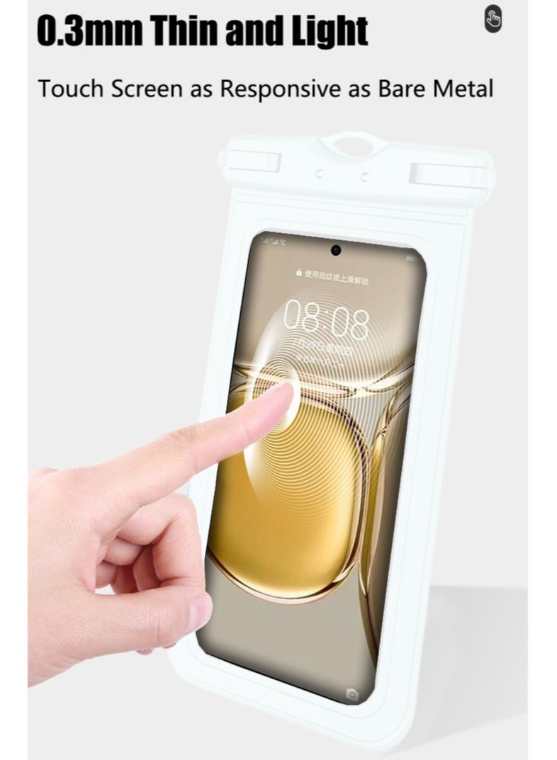 Waterproof Phone Pouch TPU Waterproof Phone Case Bag with Adjustable Neck Lanyard Universal Underwater Cell Phone Dry Bag Compatible with Most 7.2" Cell Phone  for Beach Swimming White Protective Case - Image 5