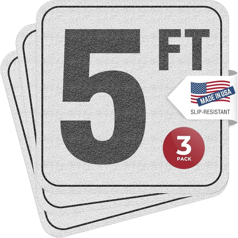 Aquatic Custom Tile 5FT Depth Markers, 6x6 Inch Vinyl Stickers, Swimming Pool Safety Signage, Adhesive Depth Markers - 3 Pack - Image 1