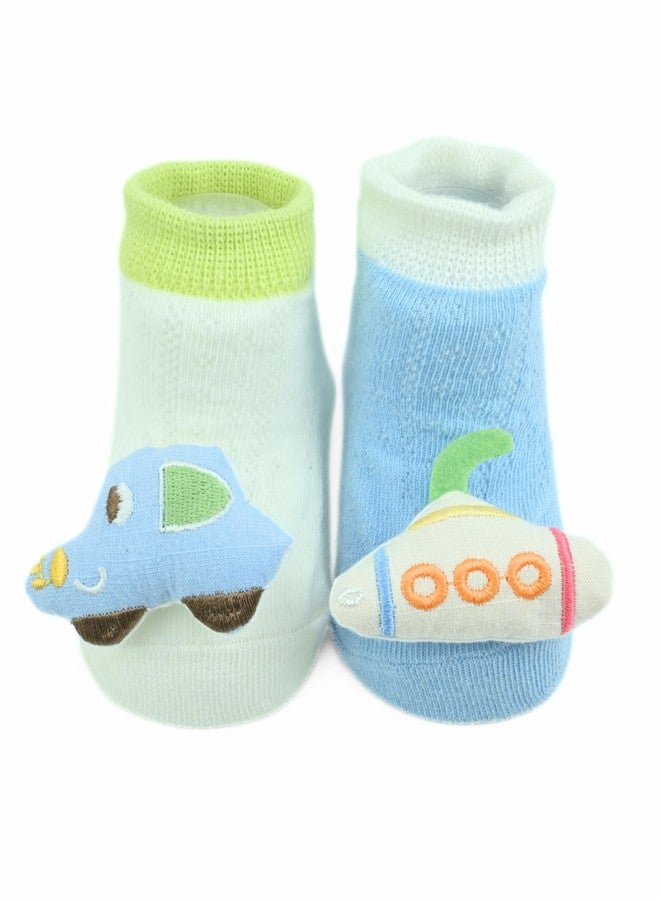 Yellow Bee Boys Stylish 3D Car & Submarine Design Socks- Multi - Image 1