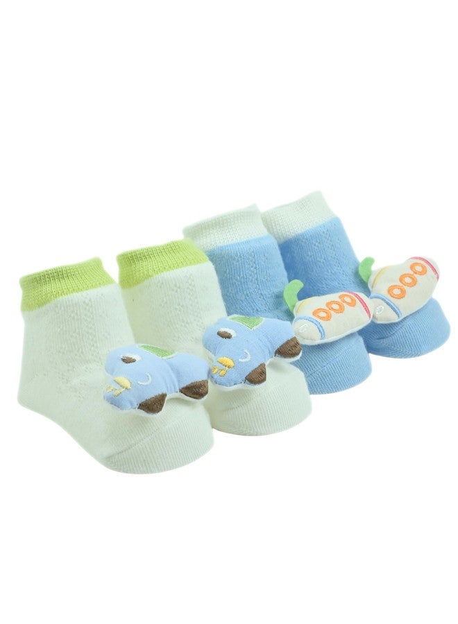 Yellow Bee Boys Stylish 3D Car & Submarine Design Socks- Multi - Image 5