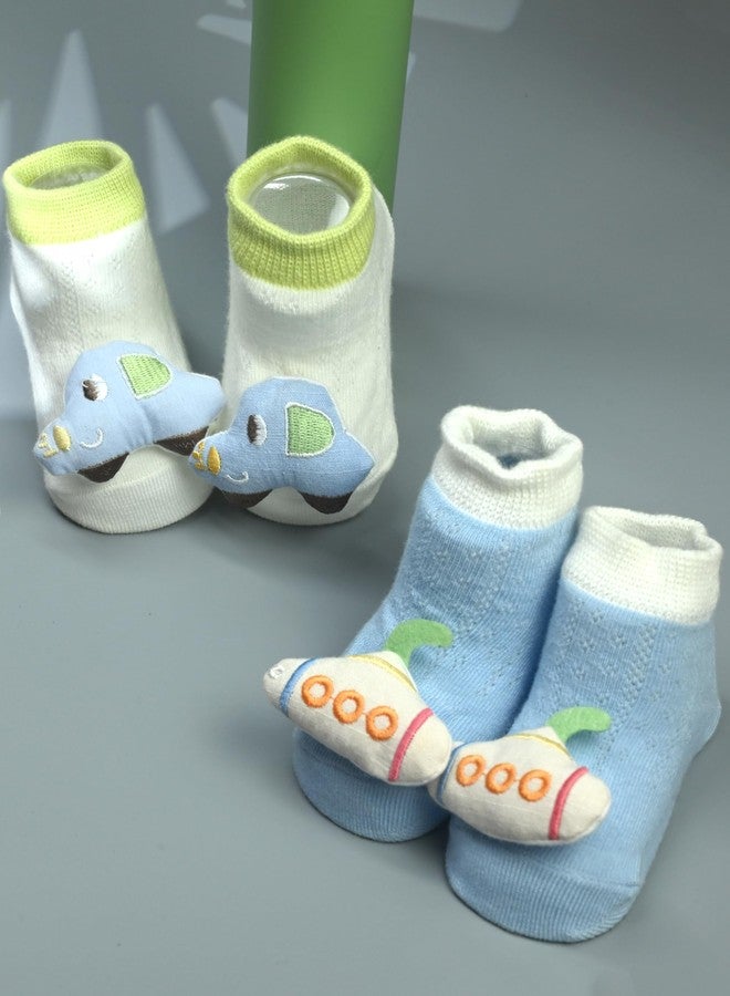 Yellow Bee Boys Stylish 3D Car & Submarine Design Socks- Multi - Image 2