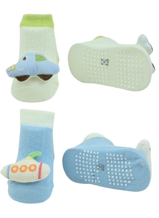 Yellow Bee Boys Stylish 3D Car & Submarine Design Socks- Multi - Image 3