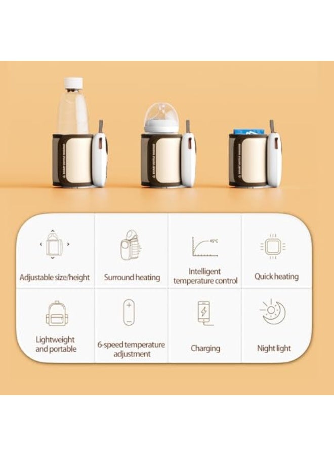 Portable Bottle Warmer, Baby Bottle Warmer 6 Gears Temperature Adjustable Bottle Warmer, Powered Temperature Display, Nightlight, Fast Bottle Warmer, USB Warmer Bottle Suitable for Travel, Home - Image 3