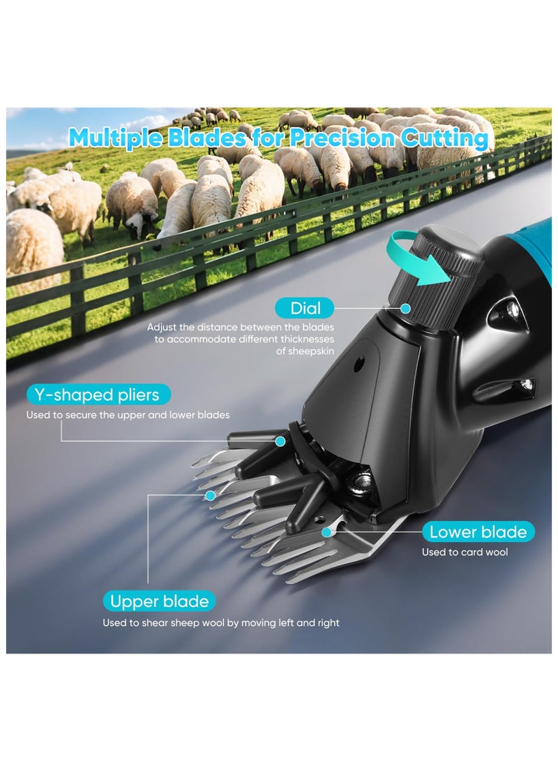 ZLH HITY Cordless Electric Professional Sheep Shears, Sheep Clippers with 2 PCS Rechargeable Lithium Battery, 6 Speeds Heavy Duty Animal Grooming Clippers for Sheep Alpacas Goats Horse - Image 5