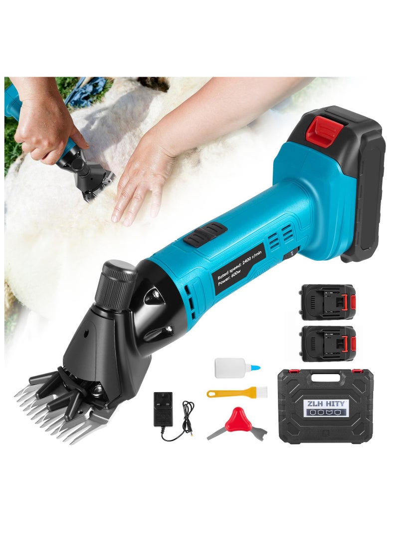 ZLH HITY Cordless Electric Professional Sheep Shears, Sheep Clippers with 2 PCS Rechargeable Lithium Battery, 6 Speeds Heavy Duty Animal Grooming Clippers for Sheep Alpacas Goats Horse - Image 1