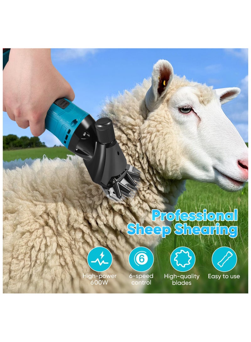 ZLH HITY Cordless Electric Professional Sheep Shears, Sheep Clippers with 2 PCS Rechargeable Lithium Battery, 6 Speeds Heavy Duty Animal Grooming Clippers for Sheep Alpacas Goats Horse - Image 2