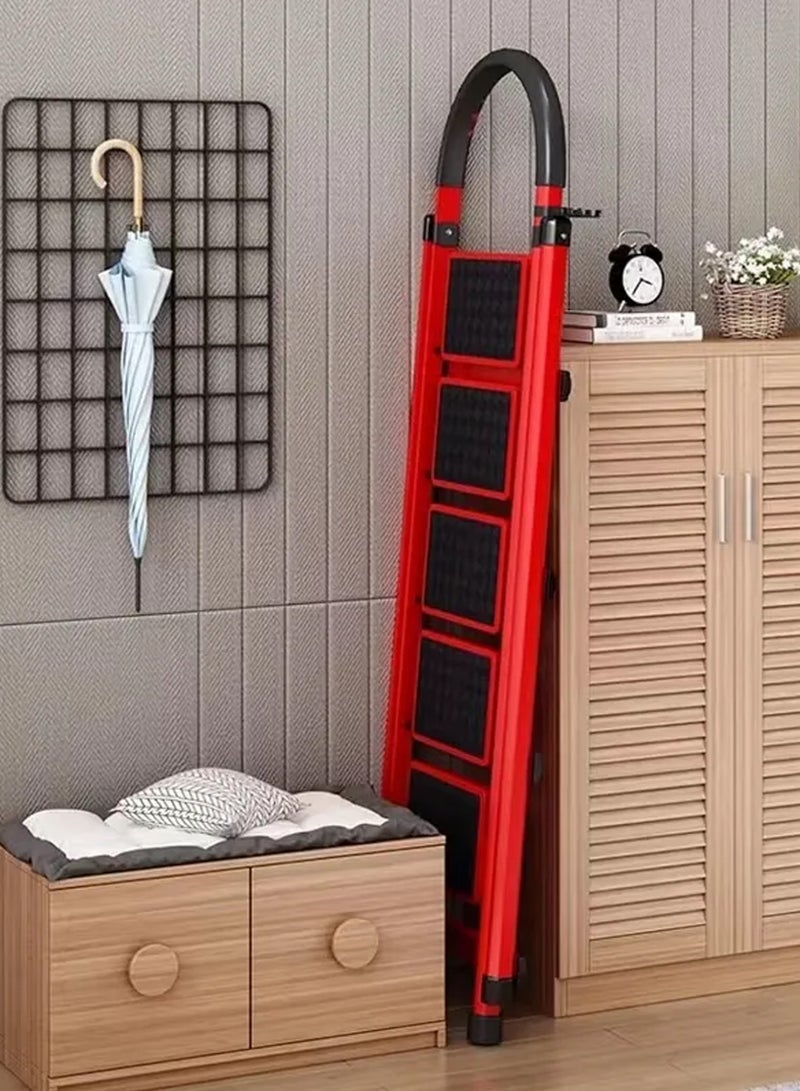 Generic 6-Step Metal Ladder with Non-Slip Steps  Durable Steel Construction for Home Office Kitchen and Outdoor Use  Lightweight Foldable Design for Easy Storage and Enhanced Stability  - Image 5