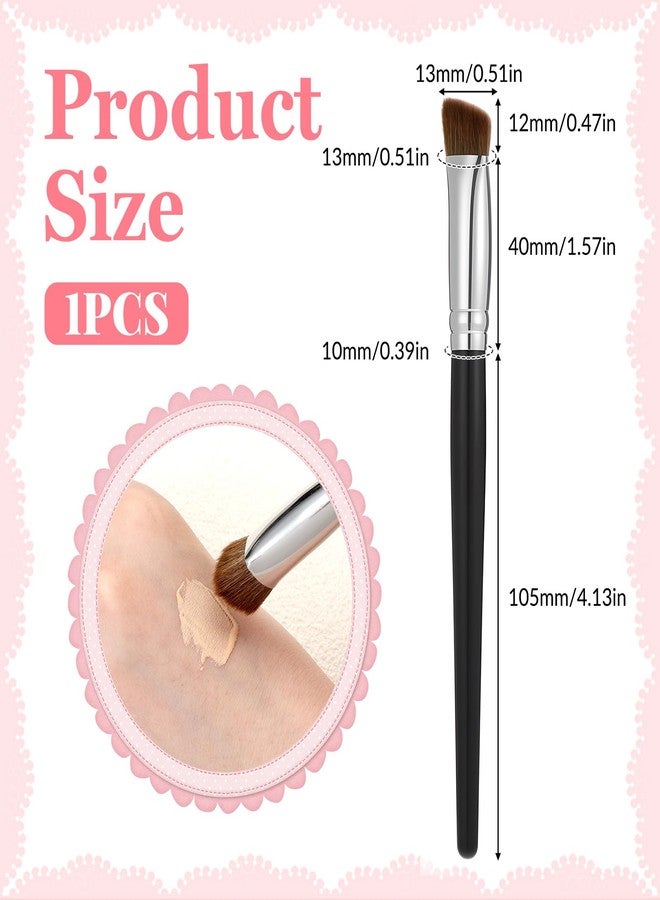 Trinkrittey Concealer Brush Under Eye Small Flat Angled Bristles Triangle Brushes Multitask Makeup Brush Precise Coverage for Blemishes Synthetic Brushes for Liquid Cream Powder (Black) - Image 2
