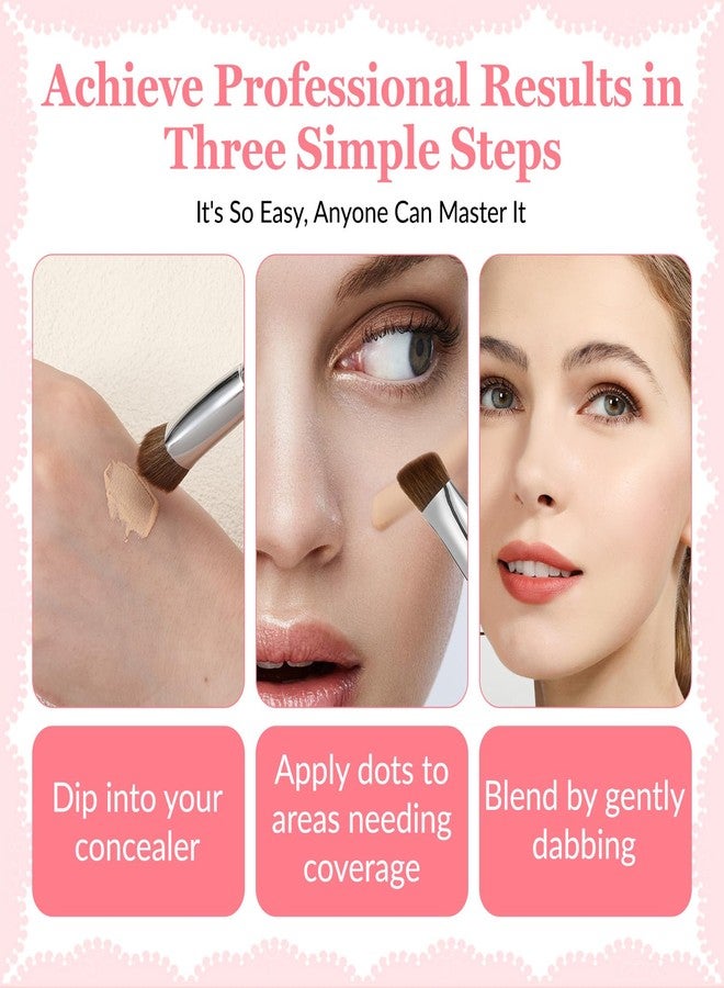 Trinkrittey Concealer Brush Under Eye Small Flat Angled Bristles Triangle Brushes Multitask Makeup Brush Precise Coverage for Blemishes Synthetic Brushes for Liquid Cream Powder (Black) - Image 4