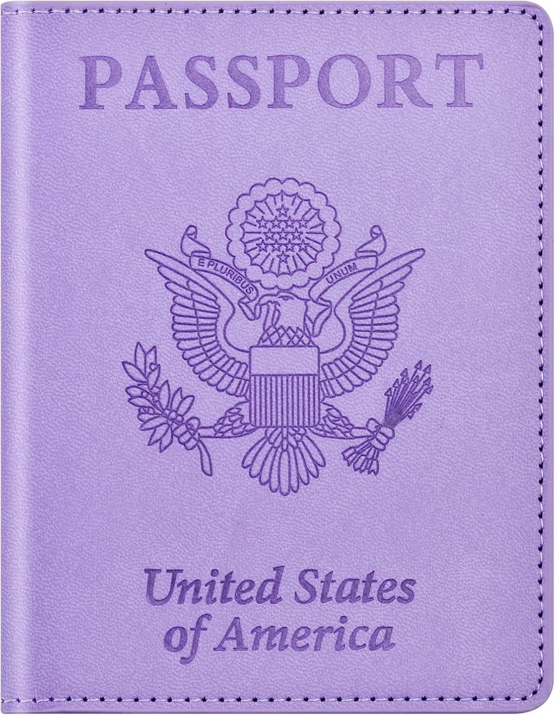 Eoehro Passport and Vaccine Card Holder Cover Combo, Passport Case /Wallet with Vaccine Card Slot for Women and Men(AL-Purple) - Image 1
