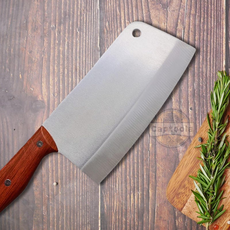 Captoola 7 Inch Sharp Kitchen Meat Vegetable Knife Stainless Steel Cooking Knife Chinese Knife ABS Handle with Knife Sharpener StickSet of 2 - Image 5