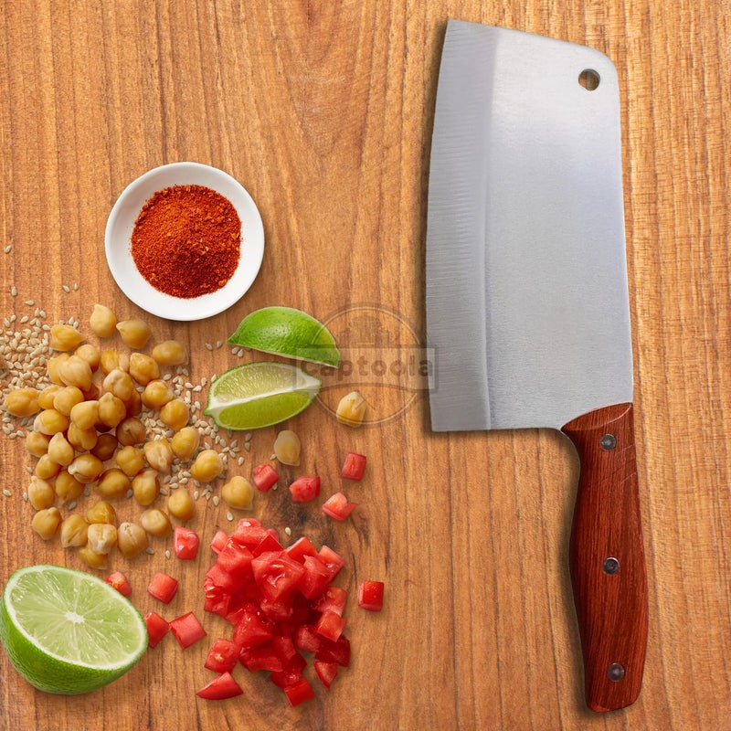 Captoola 7 Inch Sharp Kitchen Meat Vegetable Knife Stainless Steel Cooking Knife Chinese Knife ABS Handle with Knife Sharpener StickSet of 2 - Image 4