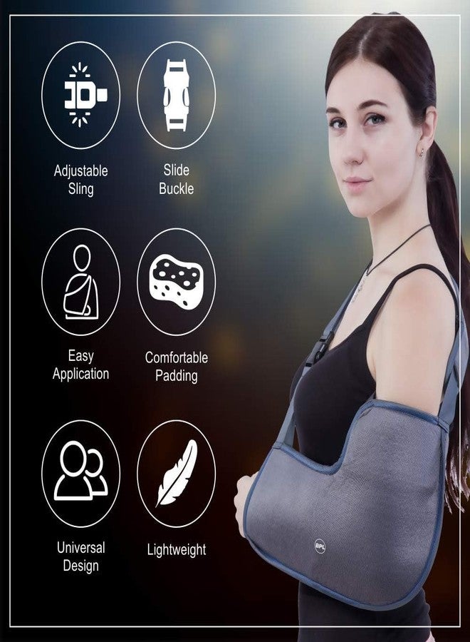 BPL Medical Technologies OrthoCare Arm Sling Baagy with Elbow Support, Arm Immobilizer Brace for Fracture, Sprain, Dislocation and Pain Relief Arm Support Belt For Men, Women & Children - Grey - M - Image 4