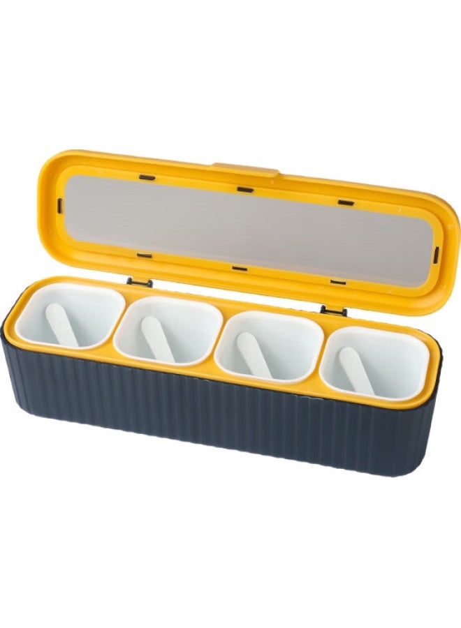 Extreme Space Jidu Kongjian Seasoning Box, Spice Container, Condiment Bottle, Household Seasoning Jar, Seasoning Set, Salt Container, Four-Compartment Plastic Container With Spoon - Image 1