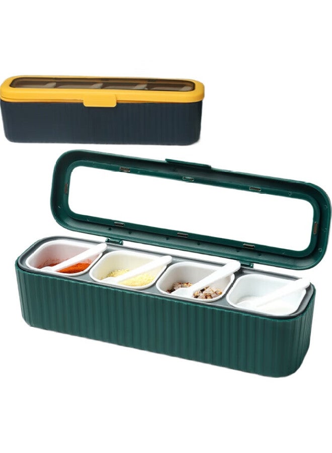 Extreme Space Jidu Kongjian Seasoning Box, Spice Container, Condiment Bottle, Household Seasoning Jar, Seasoning Set, Salt Container, Four-Compartment Plastic Container With Spoon - Image 3