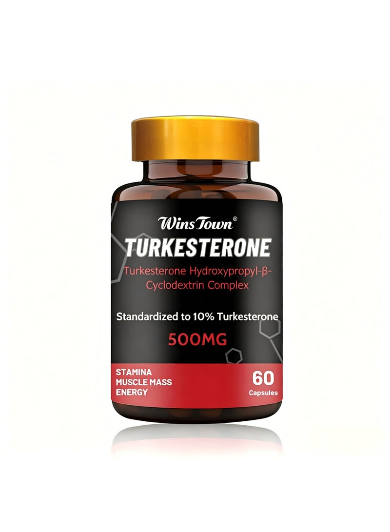 Wins Town Turkesterone 500mg 60 Capsules | Advanced Muscle Growth & Endurance Supplement | Gentle, Potent & Easily Absorbed | Supports Strength, Stamina & Workout Performance | Natural Ajuga Turkestanica Extract | Male Fitness Focused | Non-GMO, Vegan, Gluten-Free | Official Authentic - Image 1