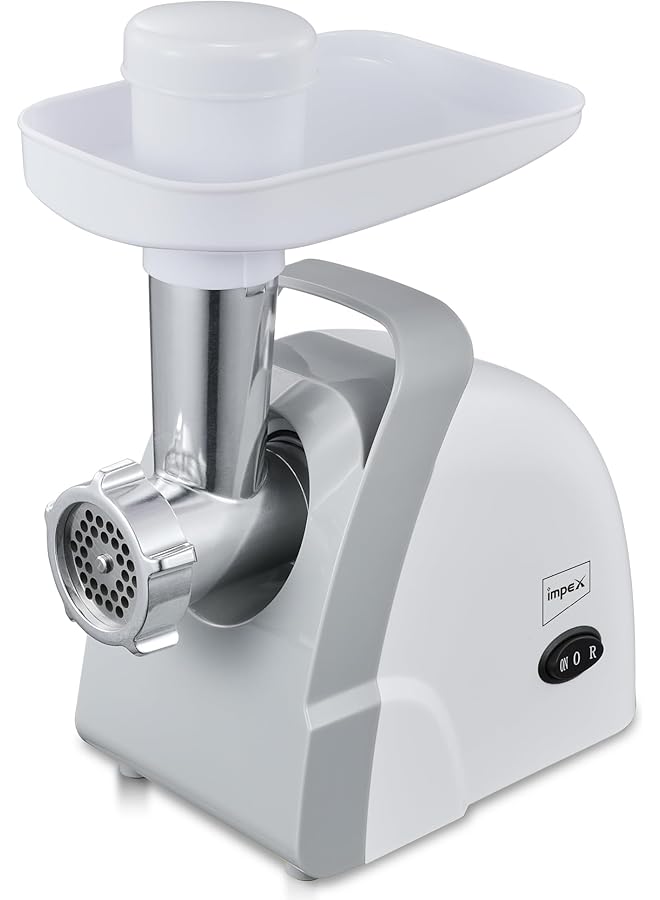Impex Meat Grinder 1200 Watts Power Mincer With Reverse Function Stainless Blade And 3 Cutting Plates Sausage And Kubbe Attachments And Food Pusher 2 Years Mg 3807 - Image 1
