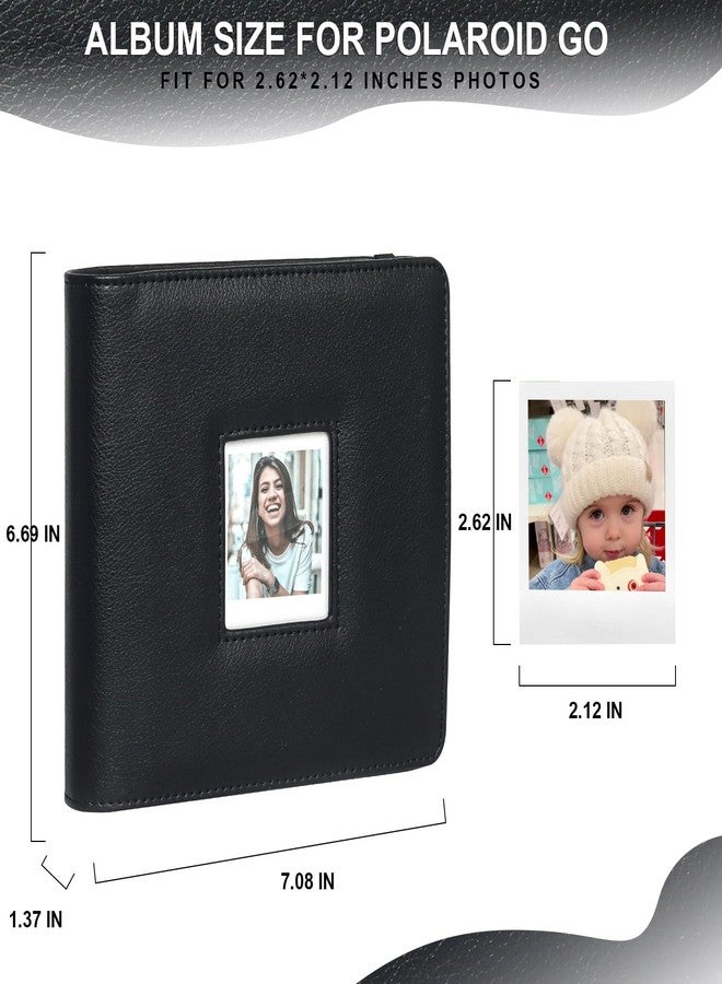 CAIYOULE 288 Pockets Photo Album for Polaroid Go, PU Leather Hardcover Photo Album Book for Polaroid Go series, Large Capacity for Family Wedding Anniversary Baby Travel Vacation, 2.62x2.12"- Black - Image 3