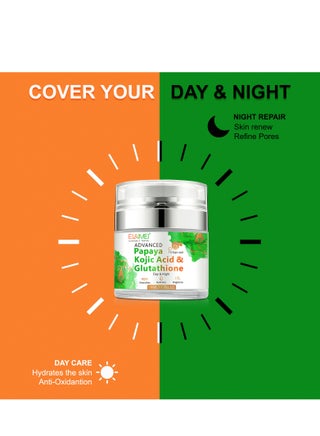 papaya kojic acid glutathione cream Elaimei Natural Skin Nourishing Resurfacing Face Cream,Cream for Face, Day Night Moisturizing Skin Cream, Brighting Dark Spots, Intensely Hydrating 50ml | Best Price KSA وسادات جلو للبشرة Glutathione precursor GlyNAC reverses Size:30 Vegetarian Capsule