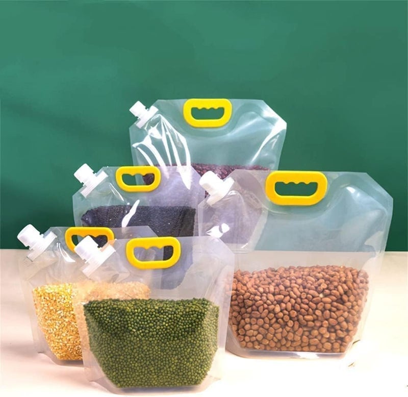 Pekos Pekos Plastic Transparent Food Storage AitTight Bag Grain Storage Suction Bags Container with Cap for Sugar Rice Grain Bpa Free Kitchen Containers Set of 4 Psc Multicolor - Image 3