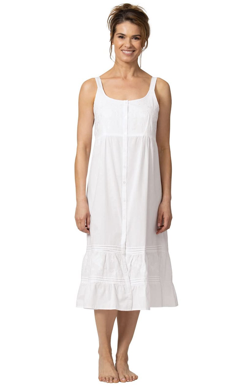 The 1 for U Ruby 100% Cotton Victorian Sleeveless Nightgown White XXX-Large - Image 1